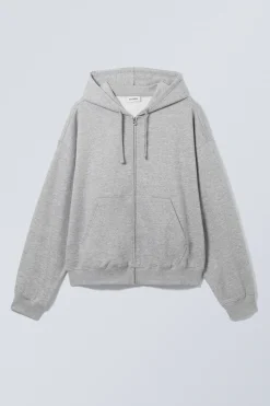 Weekday BOXY MIDWEIGHT ZIP HOODIE light grey melange Hot
