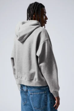 Weekday BOXY MIDWEIGHT ZIP HOODIE light grey melange Hot