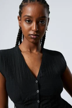 Weekday CAP-SLEEVED SHEER TOP black New