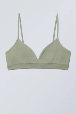 Weekday CAT SOFT TRIANGLE BRA light dusty khaki green Clearance