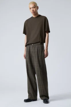 Weekday CHECKED LOOSE SUITING TROUSERS dark mole check Shop
