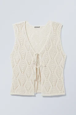 Weekday CROCHET KNIT TIE VEST cream Sale