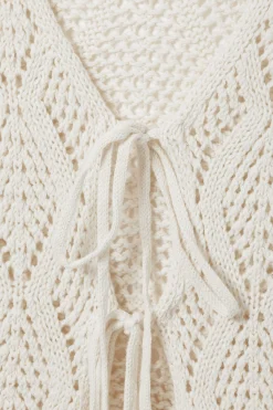 Weekday CROCHET KNIT TIE VEST cream Sale