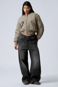 Weekday CROPPED BOMBER JACKET dusty mole Discount