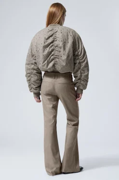 Weekday CROPPED EYELET BOMBER JACKET dusty mole Best