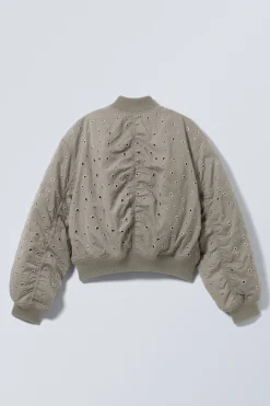 Weekday CROPPED EYELET BOMBER JACKET dusty mole Best