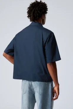 Weekday CROPPED SHORT SLEEVE SHIRT dark blue Best