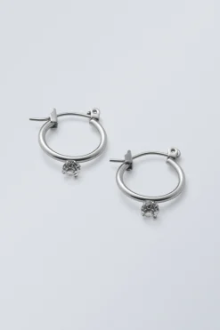 Weekday CRUSH HOOP EARRINGS shiny rhodium Store
