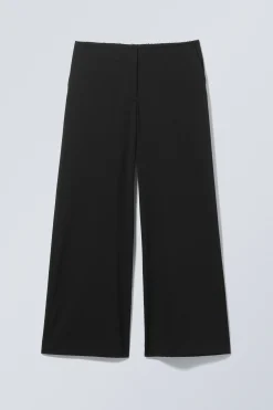 Weekday CUT-OFF WAISTBAND FRAYED SUITING TROUSERS black Discount