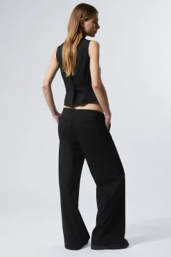 Weekday CUT-OFF WAISTBAND FRAYED SUITING TROUSERS black Discount