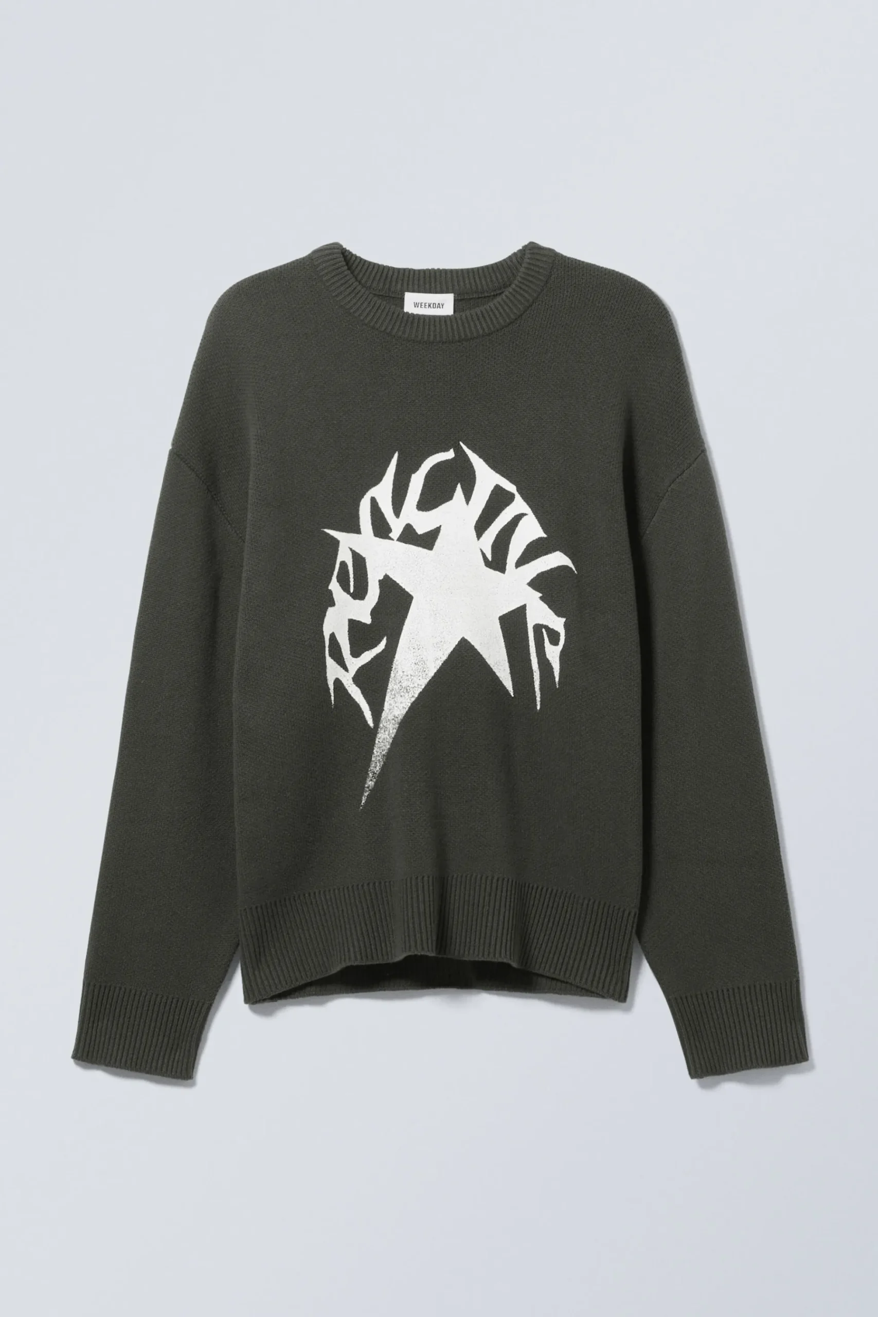 Weekday CYPHER GRAPHIC KNIT SWEATER dark grey reactive star Best