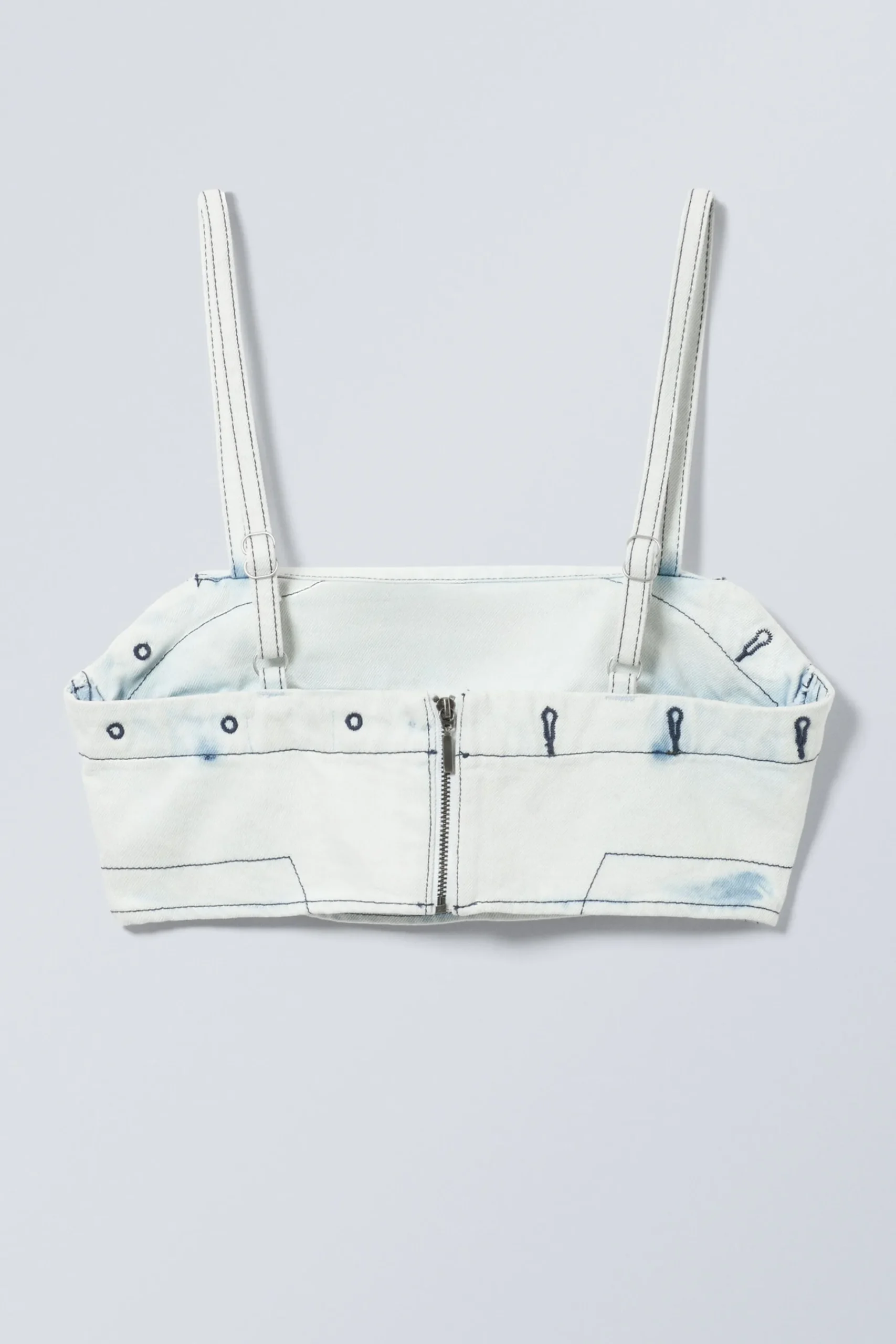 Weekday DENIM BUSTIER TOP blotch blue Cheap