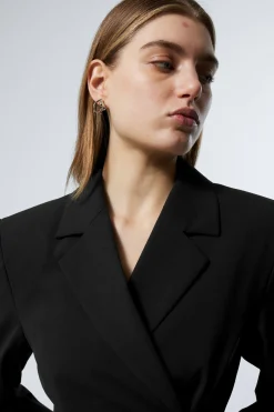 Weekday DOUBLE-BREASTED SUITING BLAZER black Discount