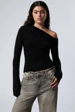 Weekday DRAPE ASYMMETRIC LYOCELL TOP black Best
