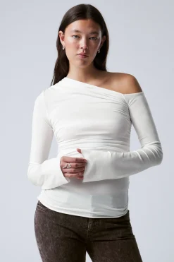 Weekday DRAPE ASYMMETRIC LYOCELL TOP white Fashion
