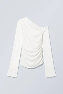 Weekday DRAPE ASYMMETRIC LYOCELL TOP white Fashion