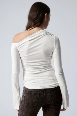 Weekday DRAPE ASYMMETRIC LYOCELL TOP white Fashion