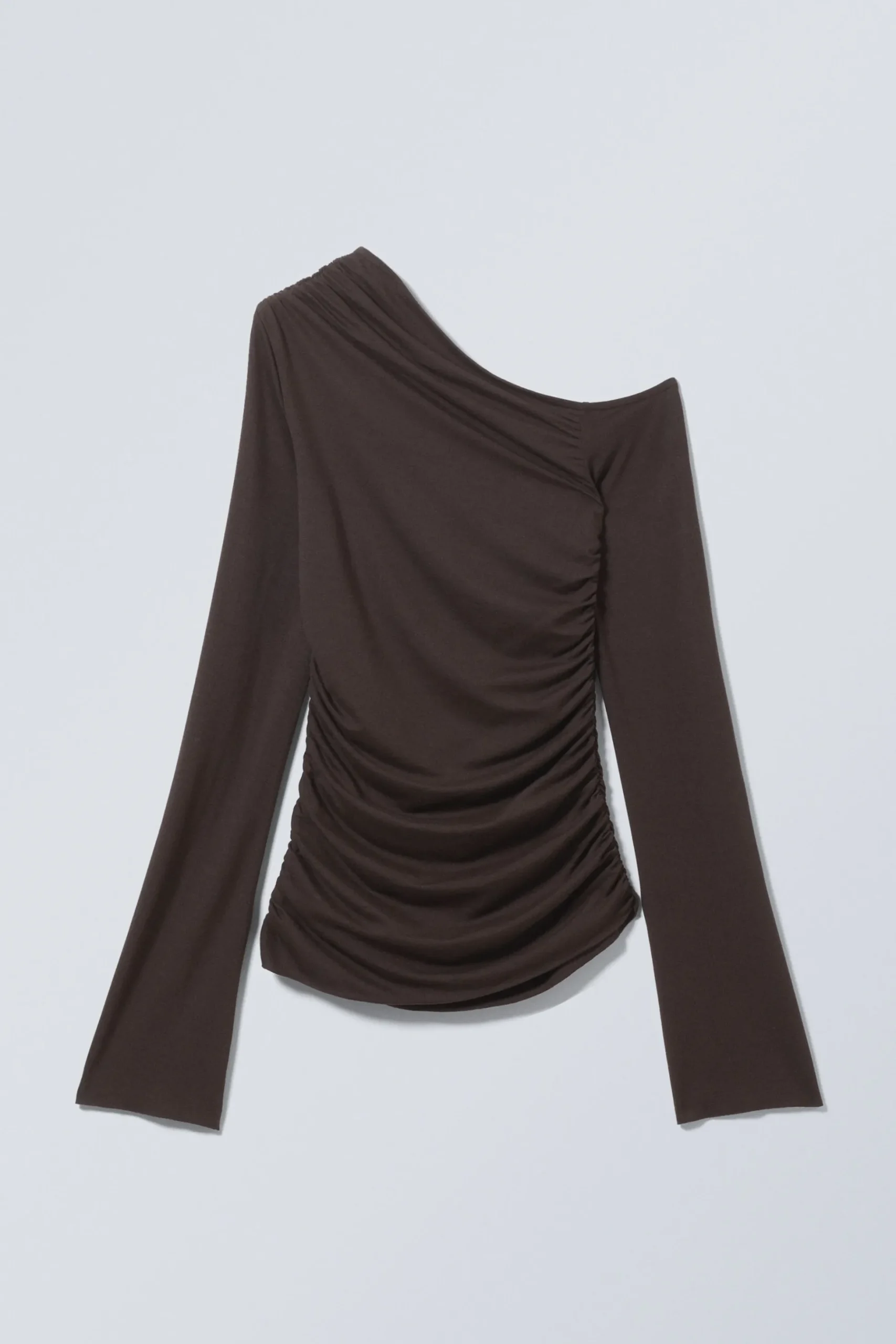 Weekday DRAPE ASYMMETRIC LYOCELL TOP dark brown Online
