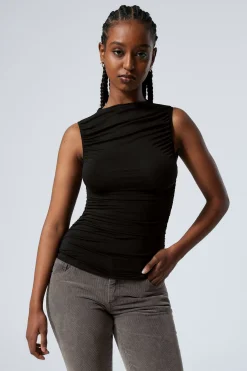 Weekday DRAPE MOCK-NECK TOP black Clearance