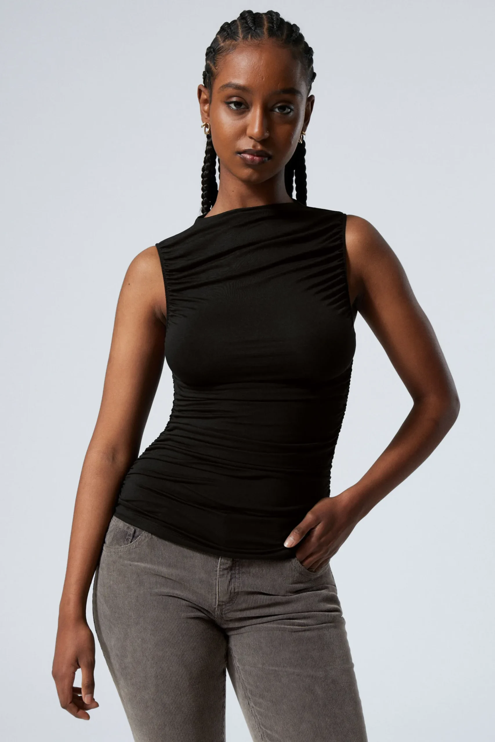 Weekday DRAPE MOCK-NECK TOP black Clearance