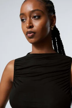 Weekday DRAPE MOCK-NECK TOP black Clearance