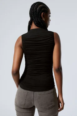 Weekday DRAPE MOCK-NECK TOP black Clearance