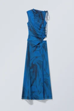 Weekday DRAPED ASYMMETRIC TIE MAXI DRESS bright blue Sale