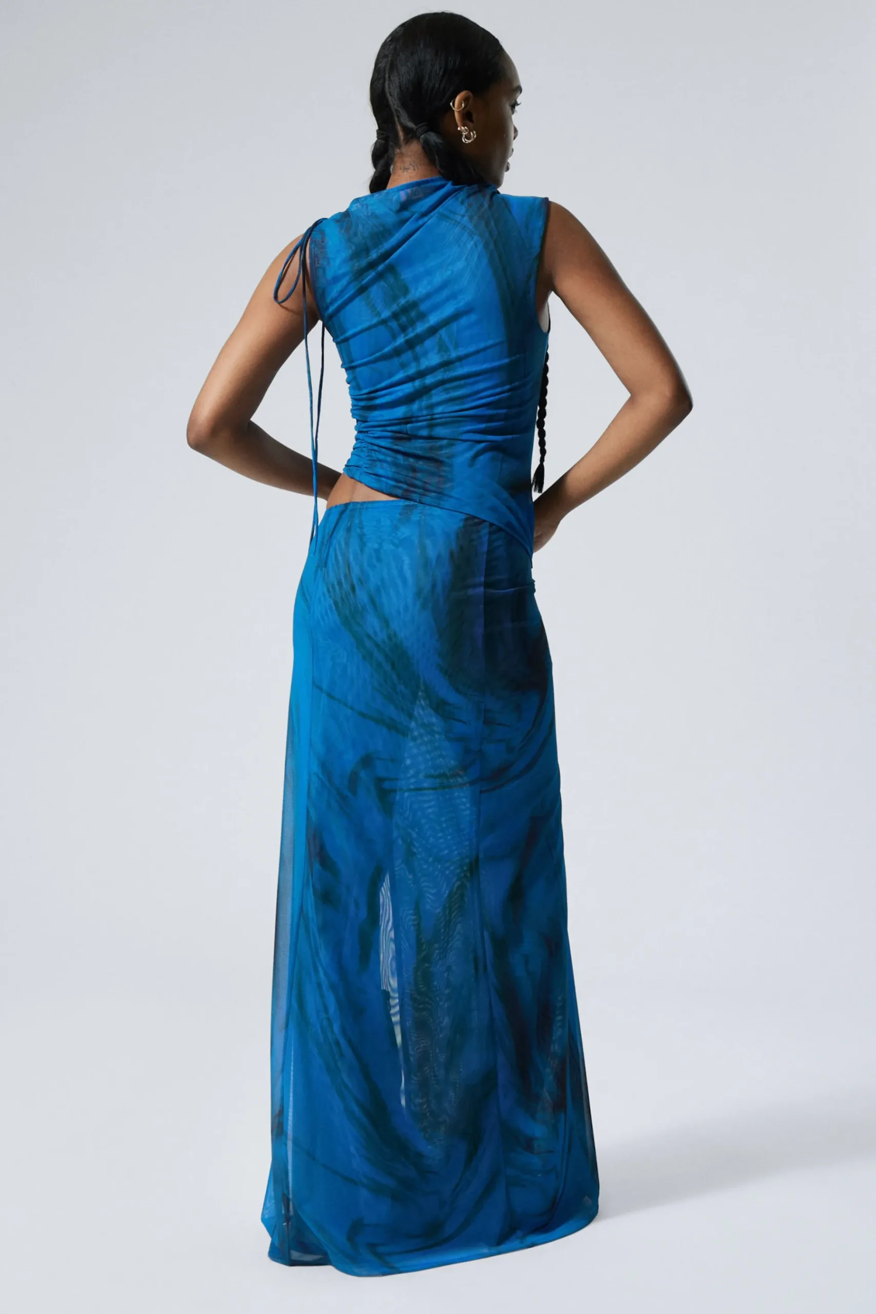 Weekday DRAPED ASYMMETRIC TIE MAXI DRESS bright blue Sale