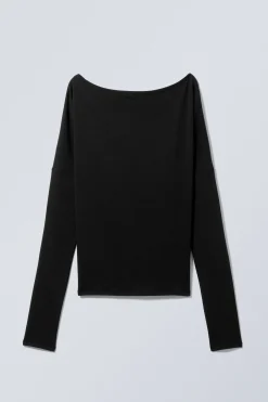 Weekday DRAPED LONG-SLEEVED LYOCELL TOP black Cheap
