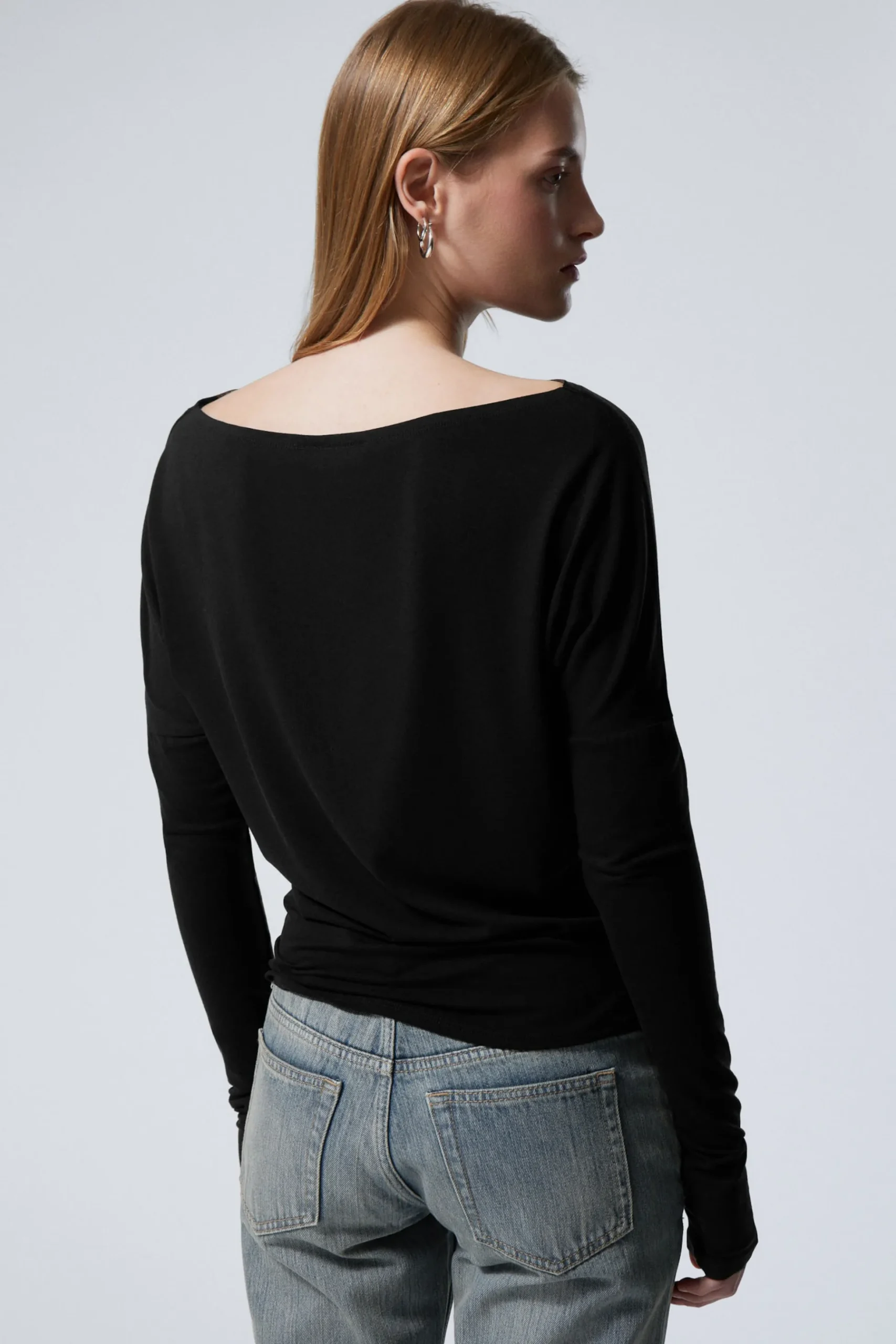 Weekday DRAPED LONG-SLEEVED LYOCELL TOP black Cheap