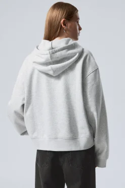 Weekday ESSENCE BOXY ZIP HOODIE grey melange Shop