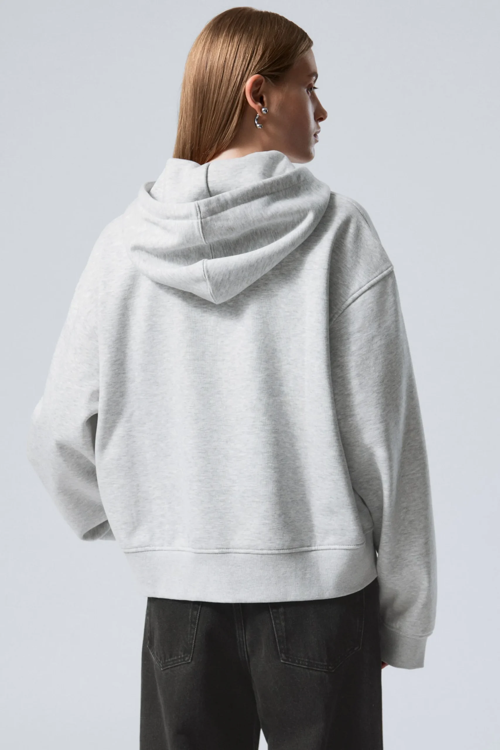 Weekday ESSENCE BOXY ZIP HOODIE grey melange Shop