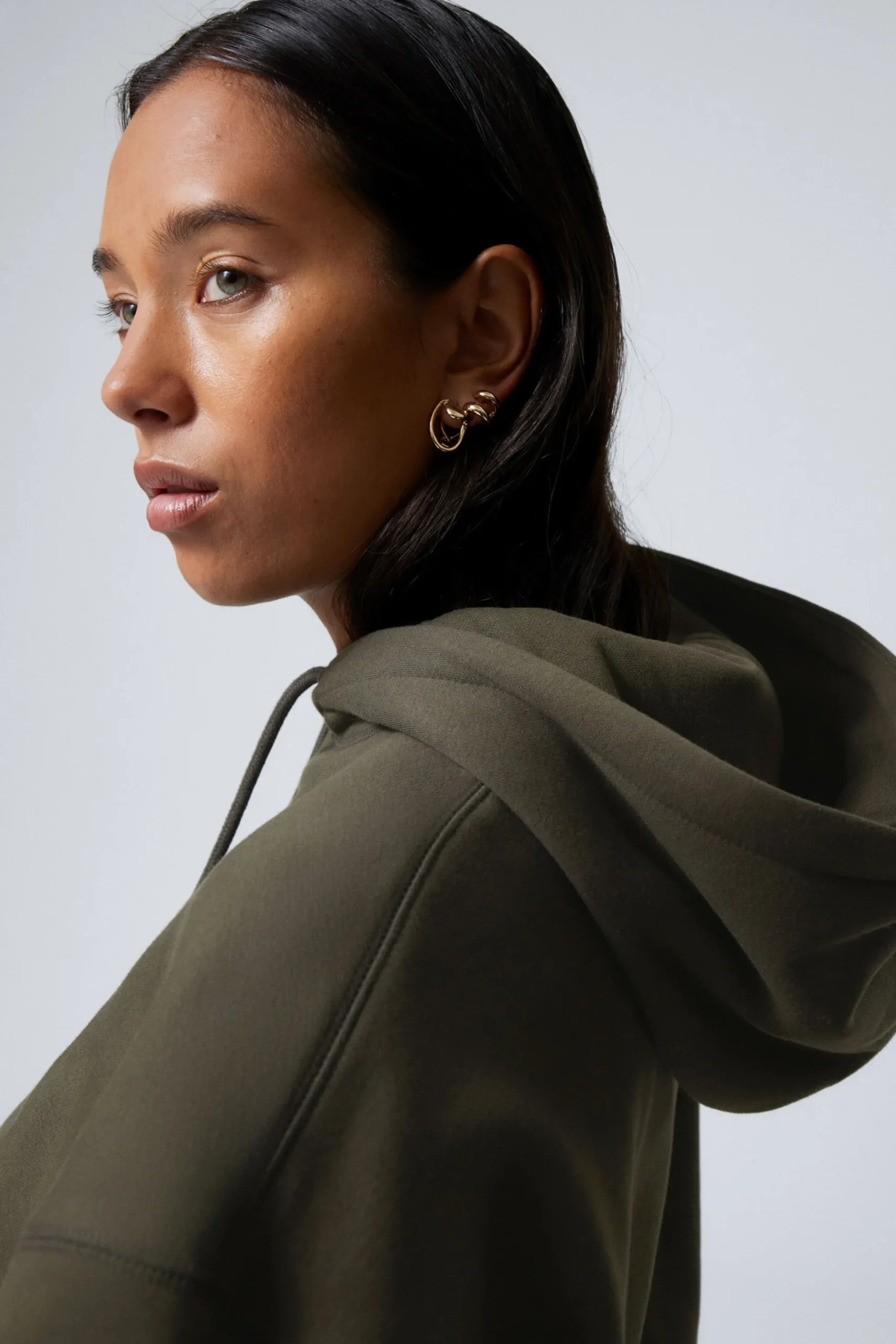 Weekday ESSENCE STANDARD HOODIE dark khaki green Flash Sale