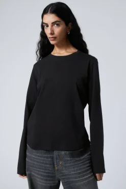 Weekday ESSENCE STANDARD LONG SLEEVE black Sale
