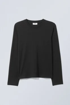 Weekday ESSENCE STANDARD LONG SLEEVE black Sale