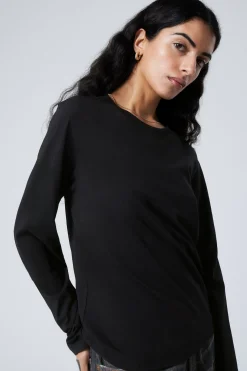 Weekday ESSENCE STANDARD LONG SLEEVE black Sale