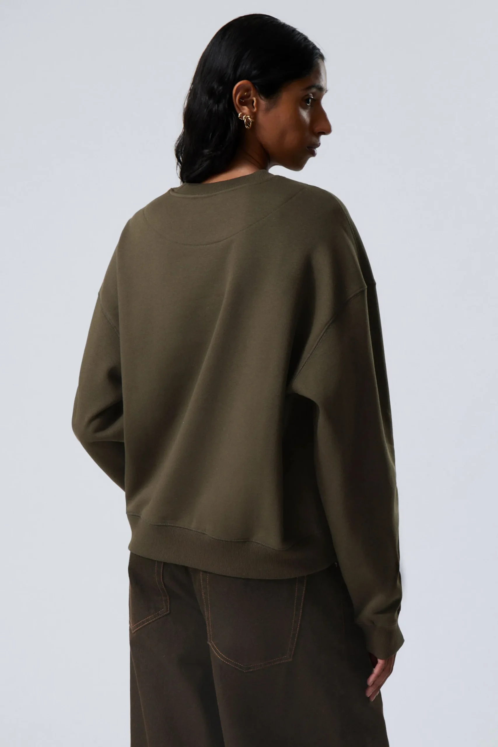 Weekday ESSENCE STANDARD SWEATSHIRT dark khaki green Best Sale