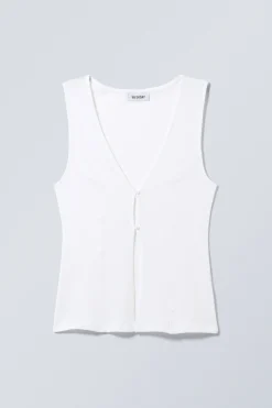 Weekday FITTED BUTTON VEST TOP white Flash Sale