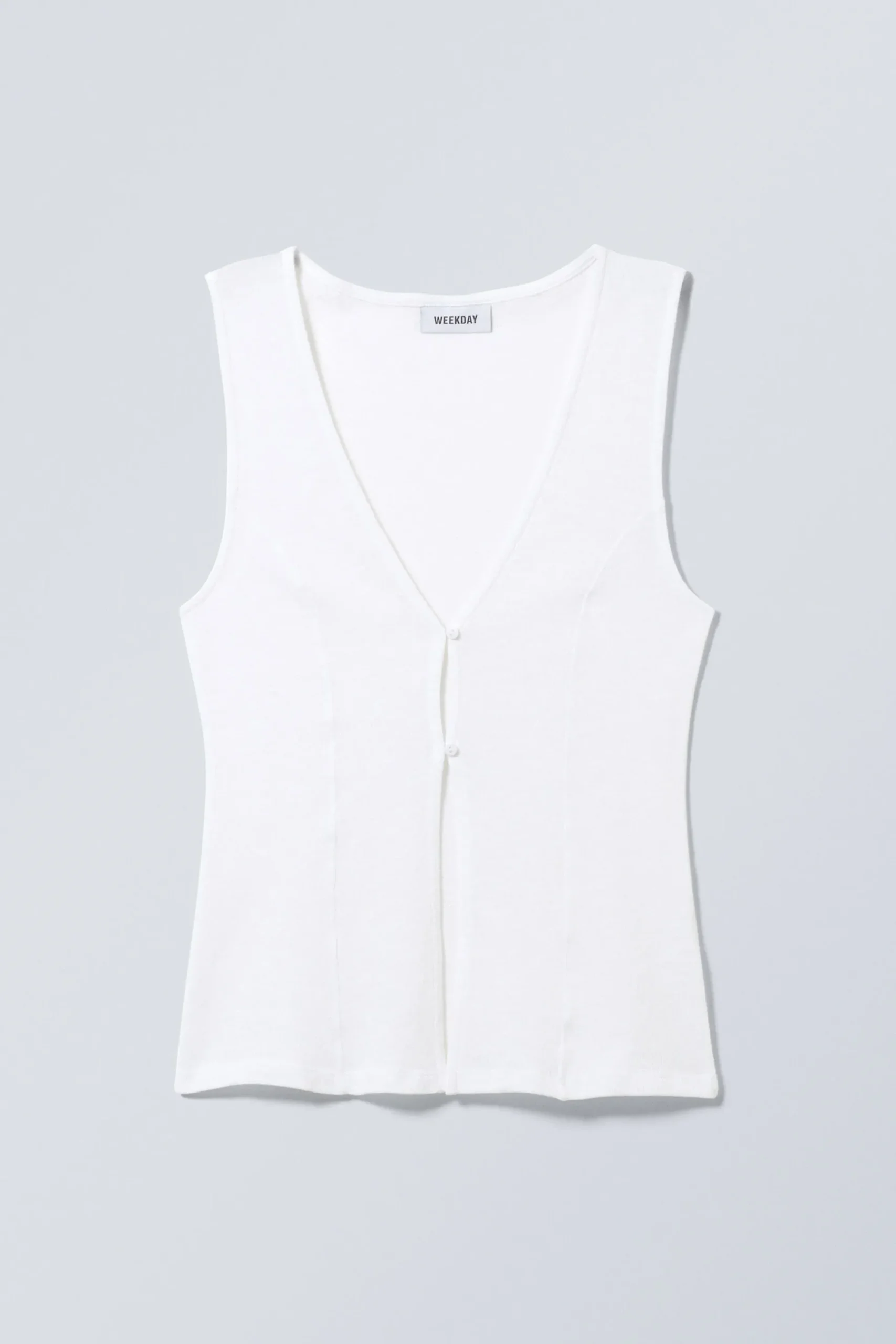 Weekday FITTED BUTTON VEST TOP white Flash Sale