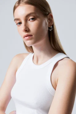 Weekday FITTED RIB TANK TOP white Clearance