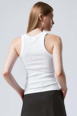Weekday FITTED RIB TANK TOP white Clearance
