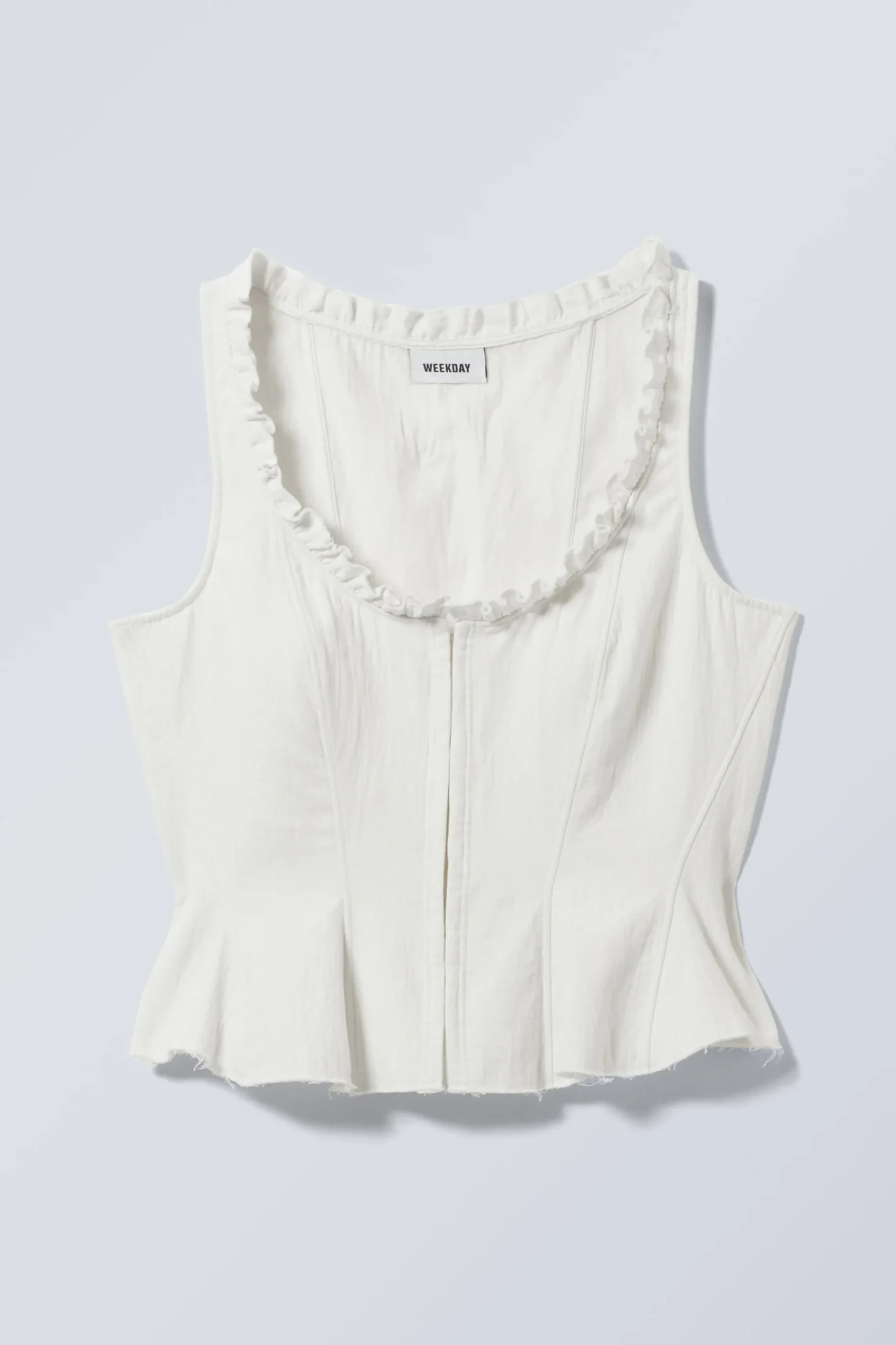 Weekday FITTED TWILL CORSET TOP dusty white Clearance