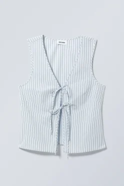 Weekday FITTED VEST TOP light blue stripe Fashion