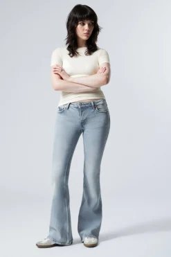 Weekday FLAME LOW RISE SLIM FLARED LEG JEANS stone blue light blue Clearance