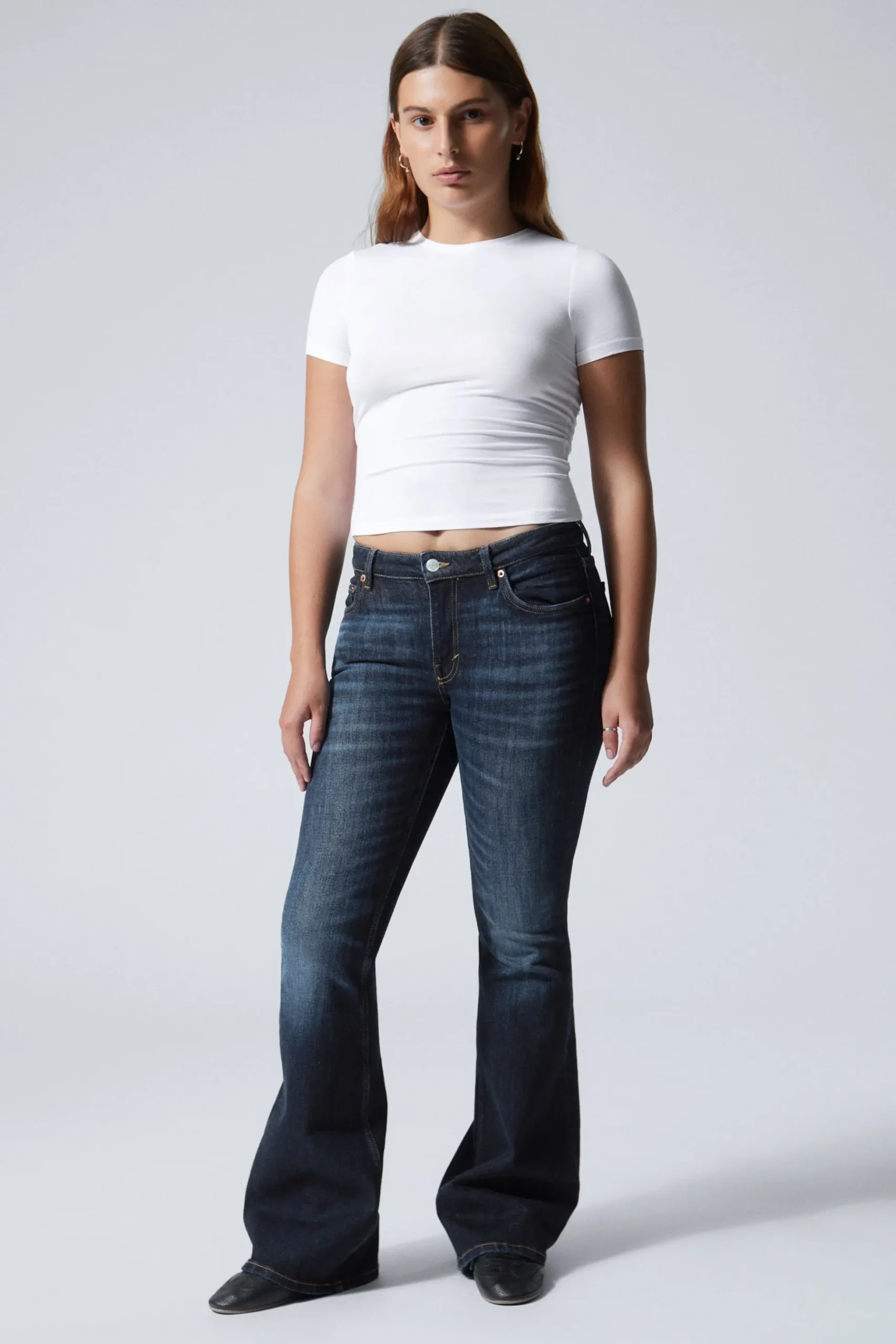 Weekday FLAME LOW RISE SLIM FLARED LEG JEANS vein blue dark blue Hot