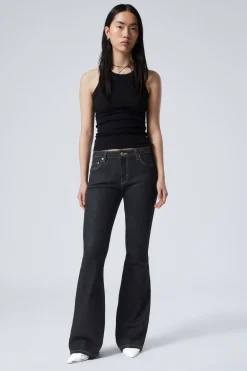 Weekday FLAME LOW RISE SLIM FLARED LEG JEANS black rinse black New