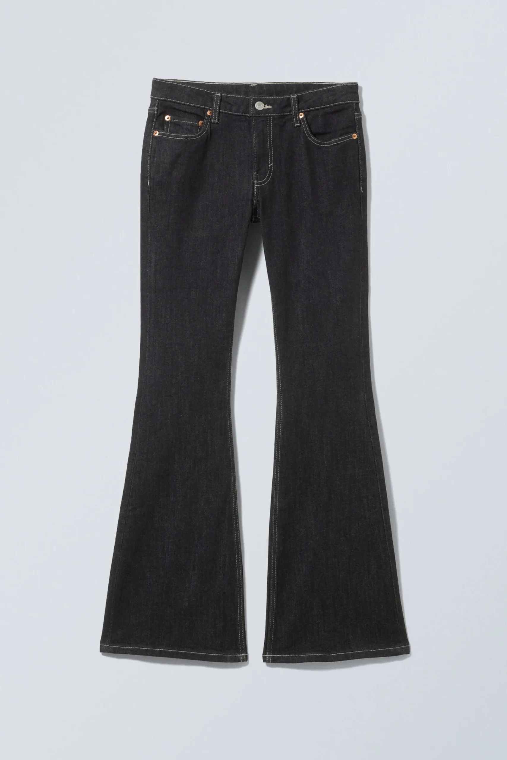 Weekday FLAME LOW RISE SLIM FLARED LEG JEANS black rinse black New
