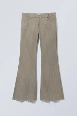 Weekday FLARED EYELET SUIT TROUSERS striped dusty beige Sale
