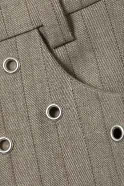 Weekday FLARED EYELET SUIT TROUSERS striped dusty beige Sale