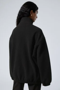 Weekday FLEECE ZIP JACKET black Hot
